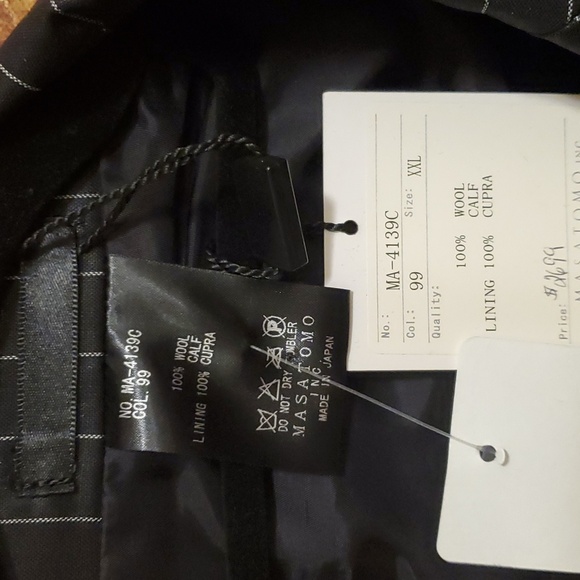 Sz XXL Japanese NWT $2699 Masatomo wool with leather panels pinstripes jacket - Picture 8 of 11